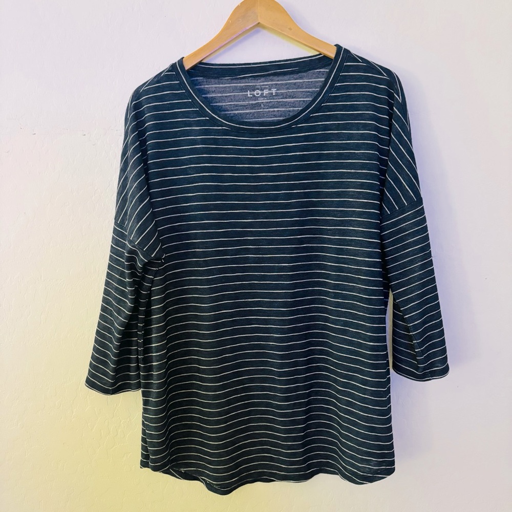 LOFT Women's Striped Navy Blue‎ Top Women’s